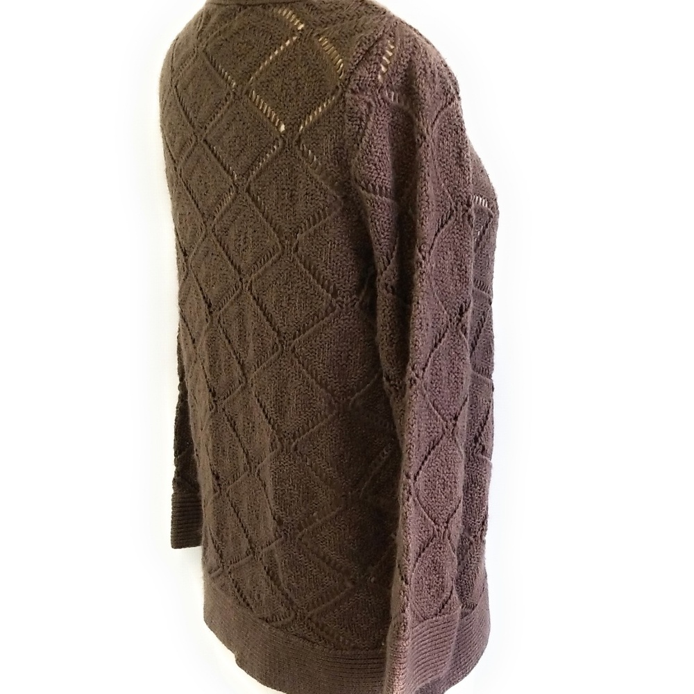 MISSGUIDED Brown 3/4 Sleeve Open Knit Sweater M - Picture 4 of 8